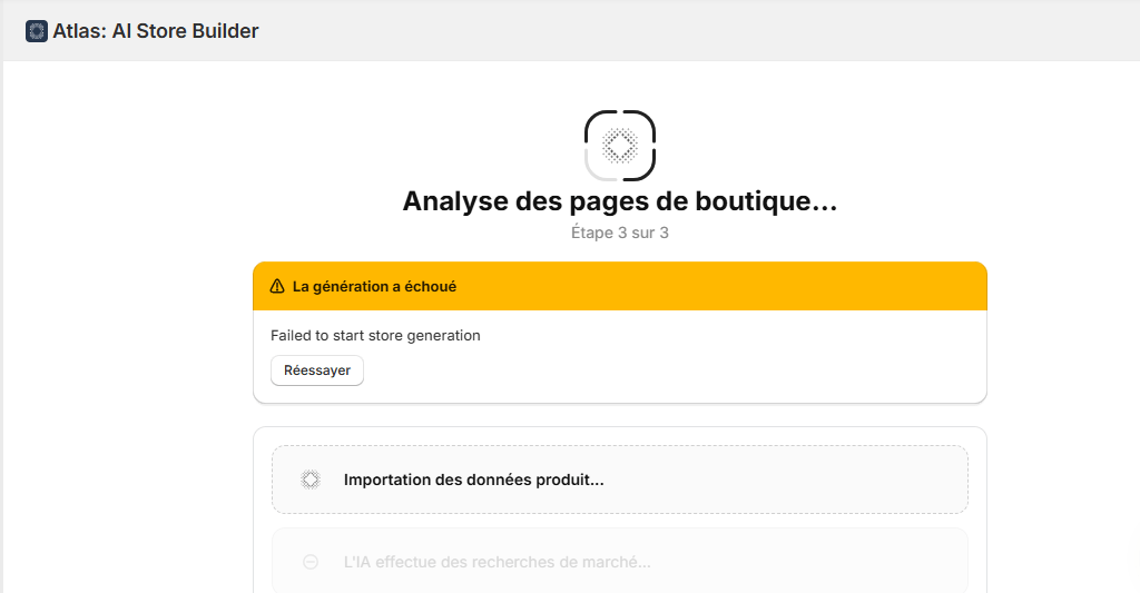 Premier test raté